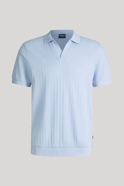 Baronito Poloshirt in Hellblau strukturierter Baumwollmischung
