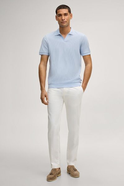Baronito Poloshirt in Hellblau strukturierter Baumwollmischung
