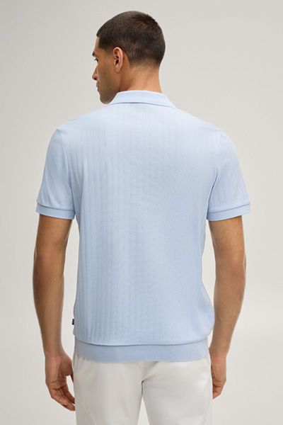 Baronito Poloshirt in Hellblau strukturierter Baumwollmischung