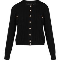 Schwarze Strickjacke mit Knopfleiste und Strukturstrick