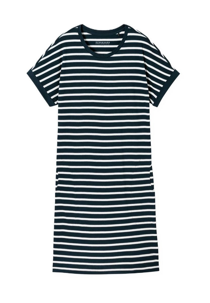 Gestreiftes T-Shirt-Kleid aus Baumwollstrick