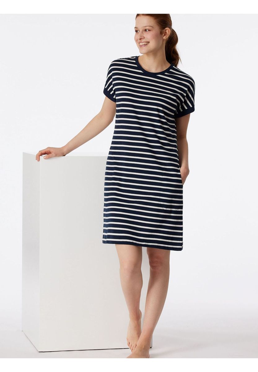 Gestreiftes T-Shirt-Kleid aus Baumwollstrick