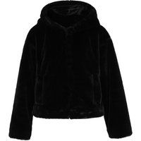 Schwarze Kapuzenjacke aus Kunstfell