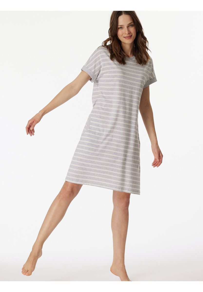 Gestreiftes Baumwoll-Nachthemd