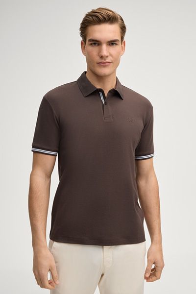 Joop! Jeans Amare Herren Polo Shirt aus braunem Baumwoll-Piqué
