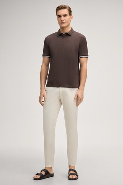 Joop! Jeans Amare Herren Polo Shirt aus braunem Baumwoll-Piqué