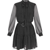 Bedrucktes Minikleid mit Bindekragen