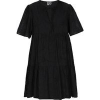 Schwarzes, gestuftes Minikleid mit Stickerei