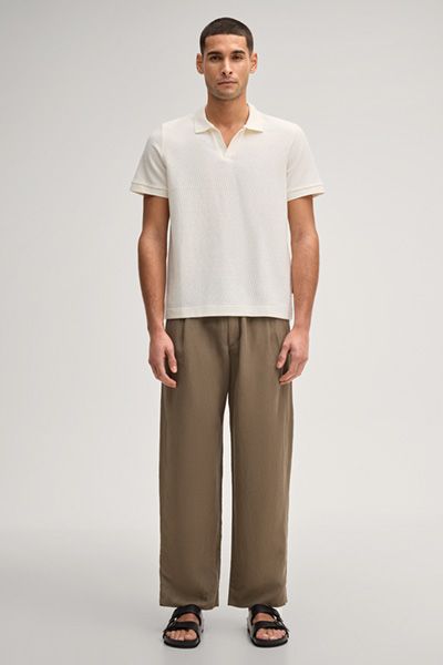 Joop! Jeans Off-White Strukturiertes Poloshirt aus Baumwollmischung mit kurzen Ärmeln