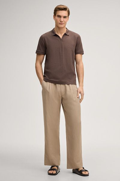 Joop Jeans Herren Poloshirt Pono Braun strukturiert Kurzarm