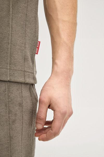 Joop! Jeans Mohala Khaki Gestreiftes Frottee-Baumwoll-Poloshirt Relaxed