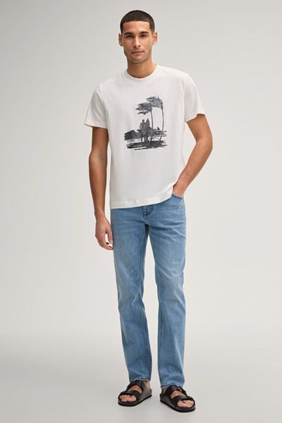 JOOP! Jeans Lanakila Offwhite Baumwoll-T-Shirt mit Surfer-Print