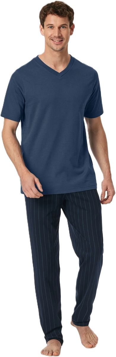 SCHIESSER Mix & Relax Schlafanzug-Oberteil, Baumwolle, für Herren, blau, 48