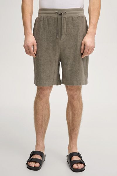 Sweatshorts Wana Khaki Baumwollmischung gestreifte Frottee-Fleece-Shorts