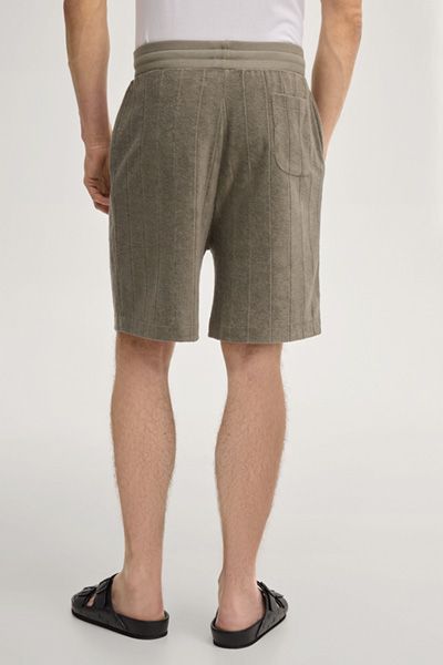 Sweatshorts Wana Khaki Baumwollmischung gestreifte Frottee-Fleece-Shorts