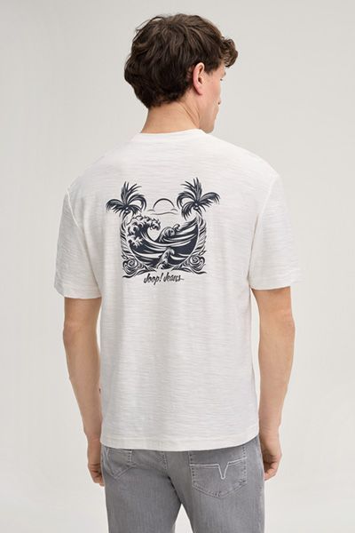 Joop! Jeans Mauii Offwhite T-Shirt mit Grafikprint auf dem Rücken