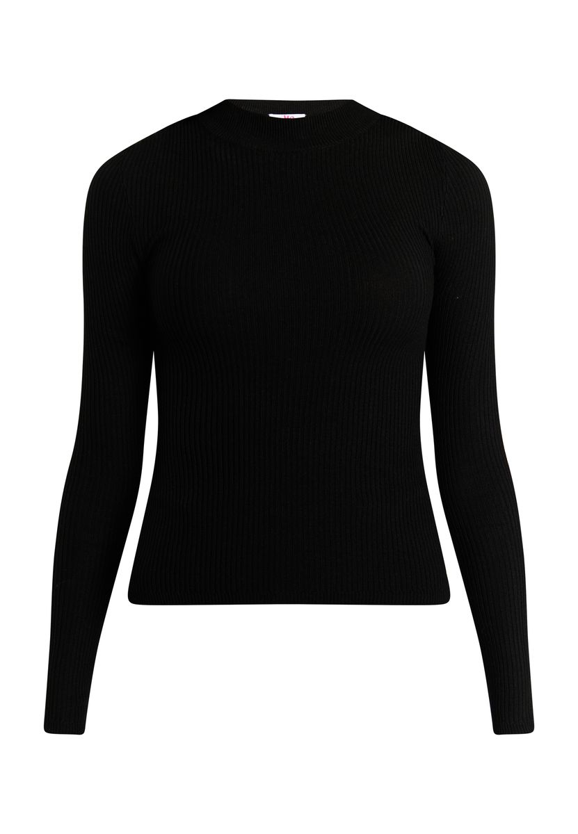 V-Ausschnitt Strickpullover mit breiten Rippbündchen