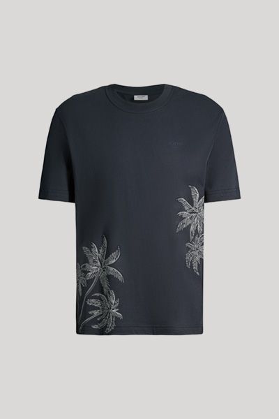 Joop! Marineblaues Baumwoll-T-Shirt mit Palmenmuster, lässiger Stil