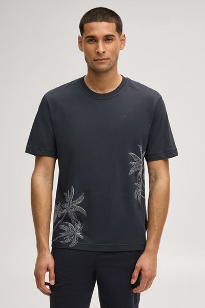 Joop! Marineblaues Baumwoll-T-Shirt mit Palmenmuster, lässiger Stil