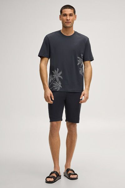 Joop! Marineblaues Baumwoll-T-Shirt mit Palmenmuster, lässiger Stil