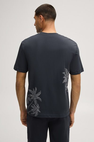 Joop! Marineblaues Baumwoll-T-Shirt mit Palmenmuster, lässiger Stil