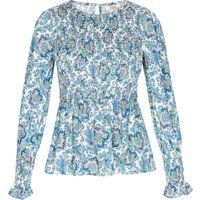 Bluse mit Blumenmuster und Smokdetails