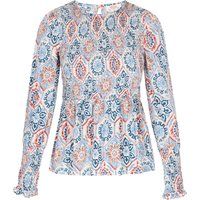 Bluse mit Blumenmuster und Smokdetails