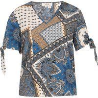 Bluse mit Blumenmuster und Smokdetails