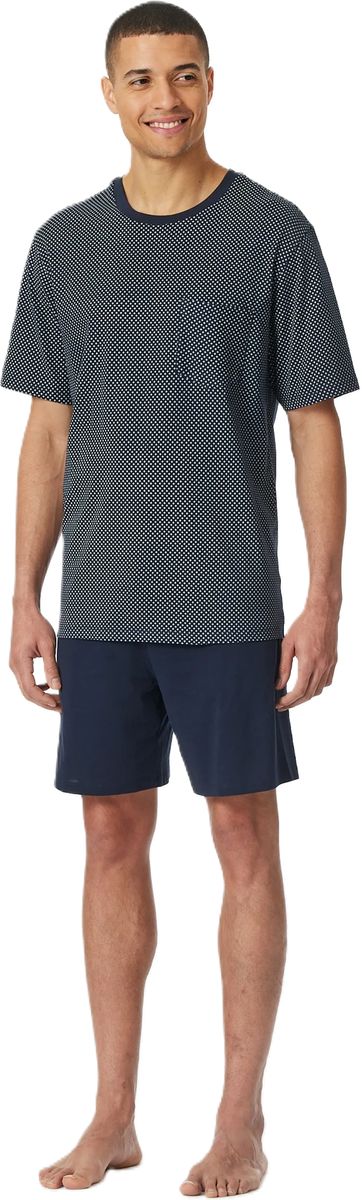 SCHIESSER Comfort Essentials Shorty, aufgesetzte Brusttasche, für Herren, blau, 48