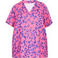 Pink Bluse in großen Größen mit Animalprint