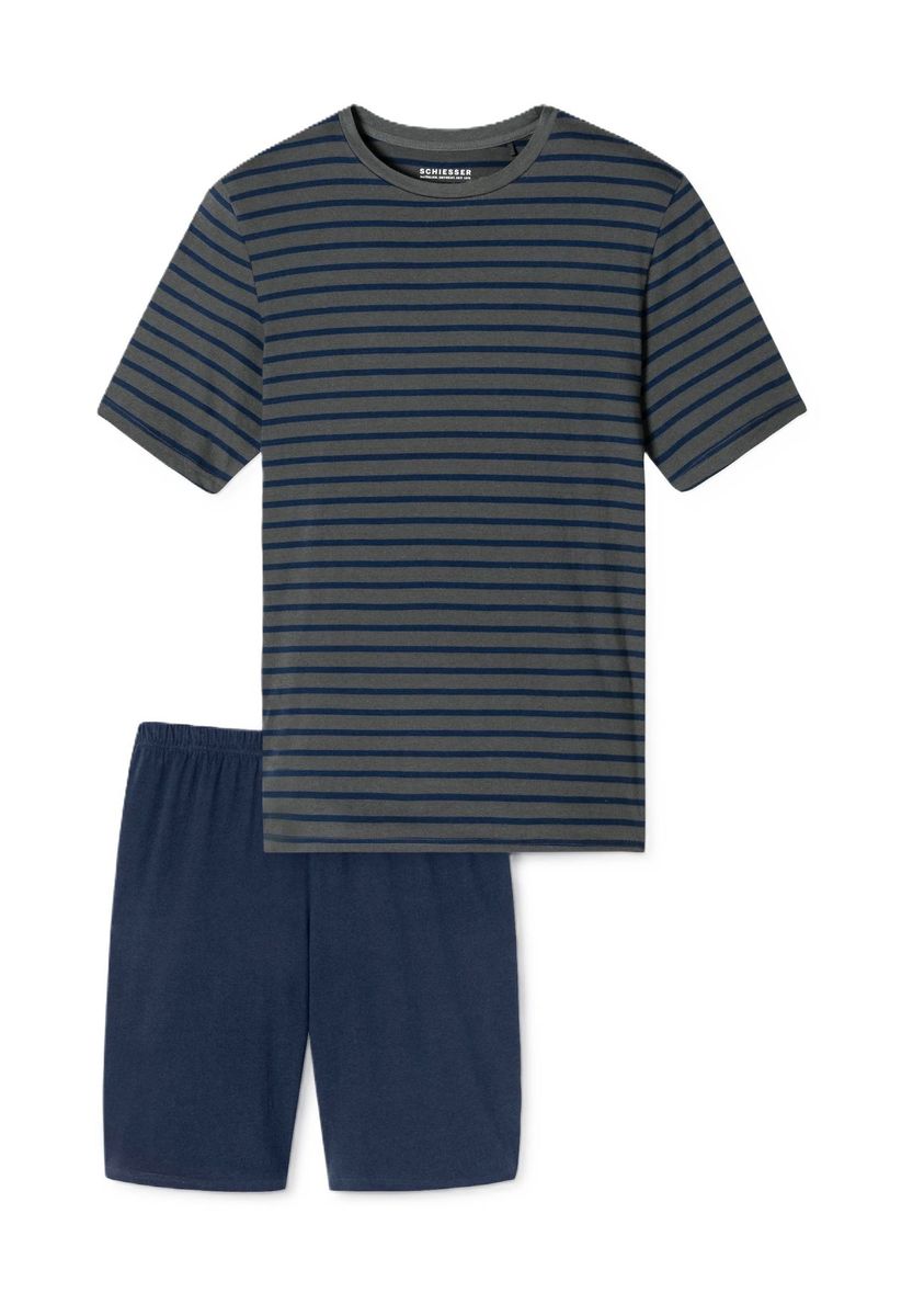 Herren Gestreiftes Baumwoll-Kurzpyjama-Set