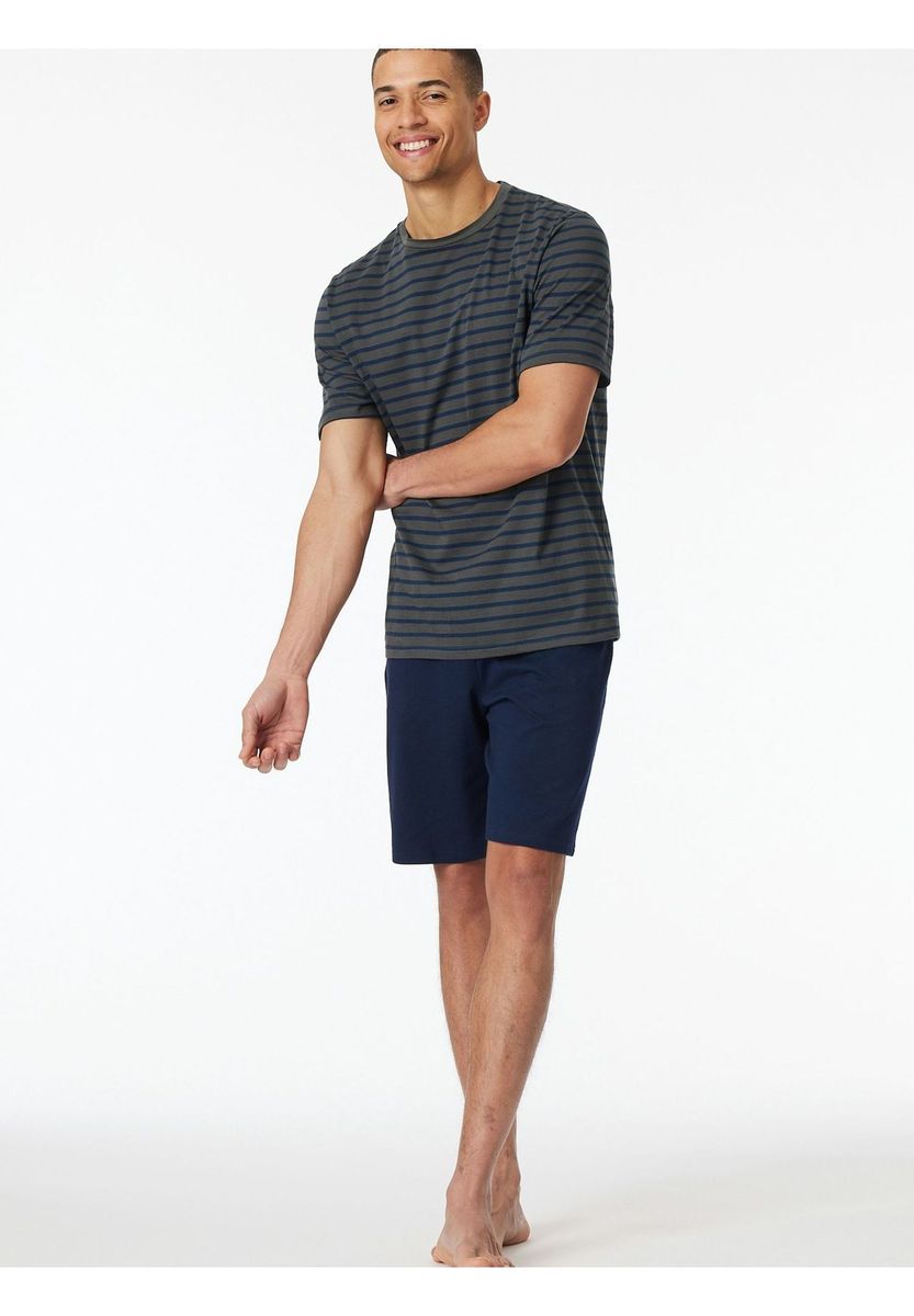 Herren Gestreiftes Baumwoll-Kurzpyjama-Set