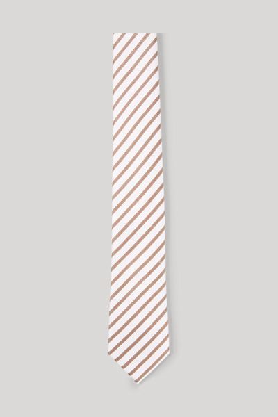 JOOP! Beige und weiße gestreifte Seidenkrawatte elegant Business