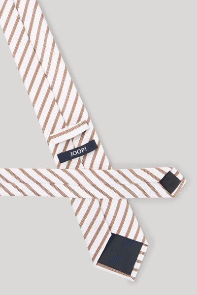 JOOP! Beige und weiße gestreifte Seidenkrawatte elegant Business