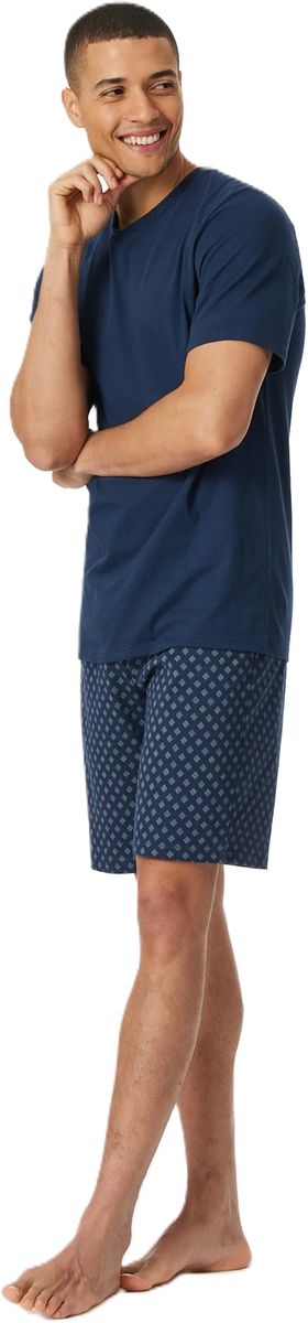 SCHIESSER Casual Essentials Shorty, Single-Jersey, V-Ausschnitt, für Herren, blau, 48