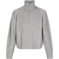 Zopfmuster Strickjacke mit Reißverschluss
