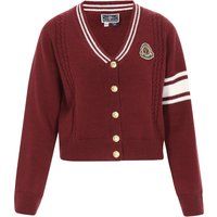 Dreimaster Strickjacke Frauen weinrot cremeweiß