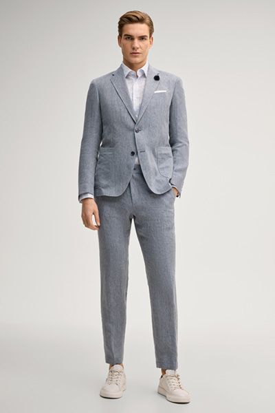 Joop! Hank Blaue Melange Leinen Chino Hose Casual Essential