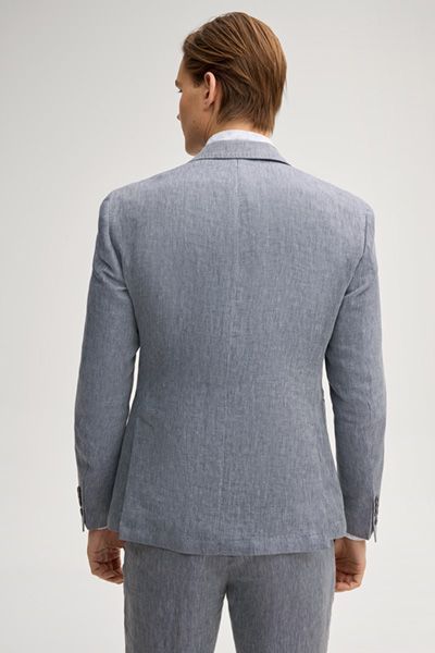 Joop! Hoverest Leinen-Sakko in Mittelblau meliert, Zwei-Knopf-Verschluss