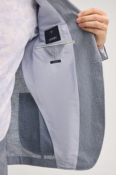 Joop! Hoverest Leinen-Sakko in Mittelblau meliert, Zwei-Knopf-Verschluss