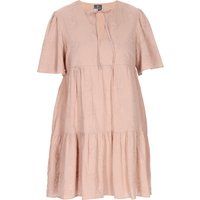 Gesticktes, gestuftes Minikleid mit Bindeband