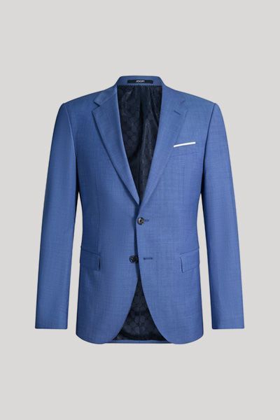 Joop! Herby Baukasten-Sakko Mittelblau gemustert Slim Fit Stretch Wolle