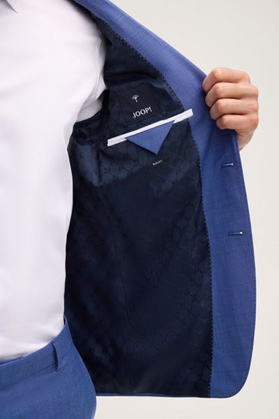 Joop! Herby Baukasten-Sakko Mittelblau gemustert Slim Fit Stretch Wolle