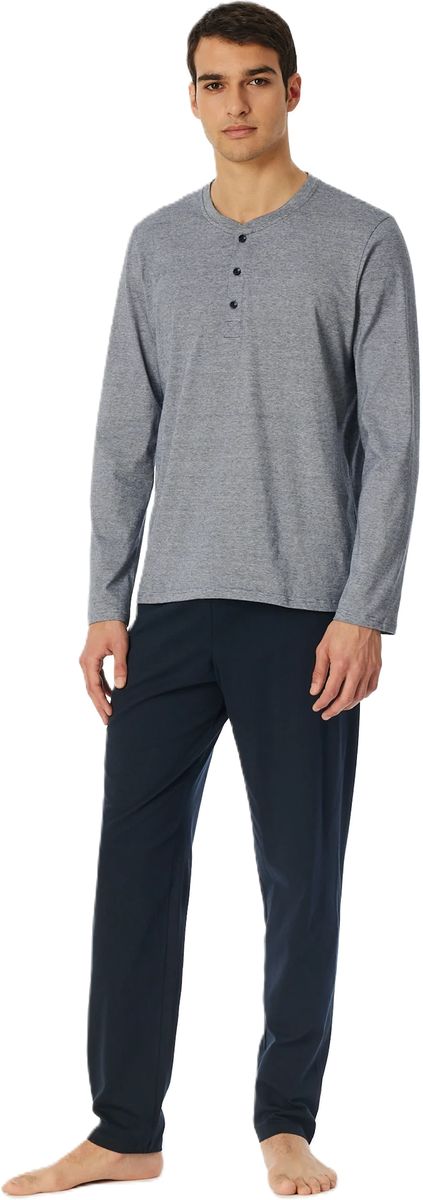 SCHIESSER Casual Essentials Schlafanzug, Baumwolle, für Herren, blau, 48