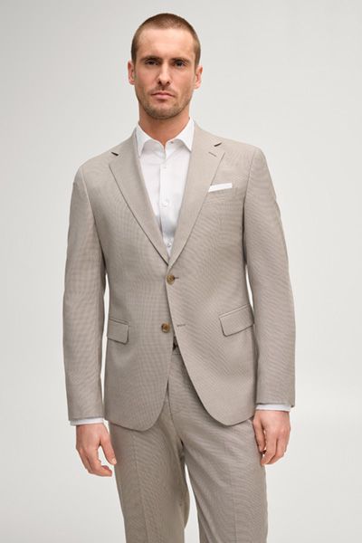 Baukasten-Sakko Hodge in Beige kariert