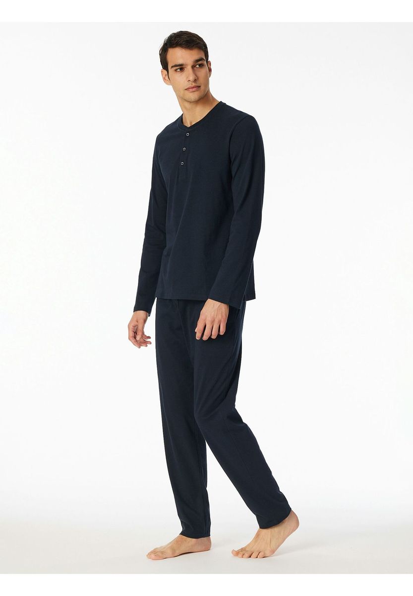 Klassisches Langarm-Henley-Top