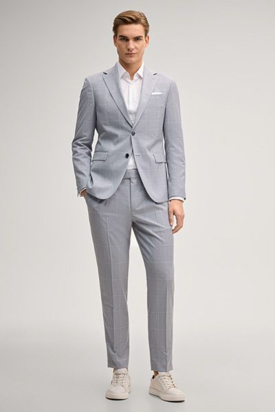 Joop! Hodge Hellblau Karierter Wollsakko Modern Fit