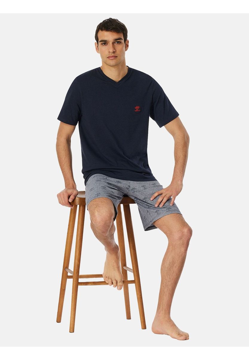 Herren Schlafanzug Set mit Palmenmuster