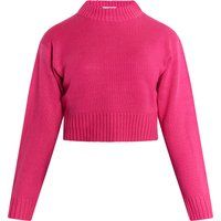 Kurzer gerippter Strickpullover mit Rollkragen