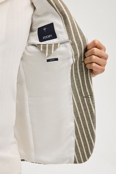 Hawksley Gestreifter Khaki Blazer aus Baumwollmischung mit Reversnadel